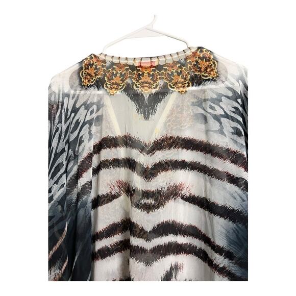 Akaru XL Caftan Cover Up Sheer Swim Beach Cruise Summer Dress Beaded - Picture 11 of 12